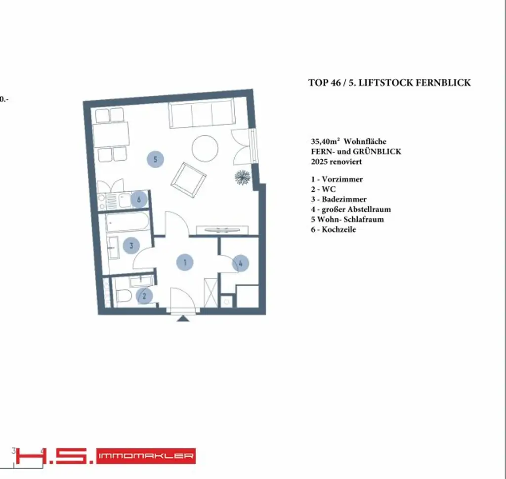 TOPLAGE  - KEIN MRG  -   CITYAPARTMENT - NEUBAU (2023 generalrenoviert) - 5. LIFTSTOCK - GARAGENOPTION - GRÜN- FERNBLICK
