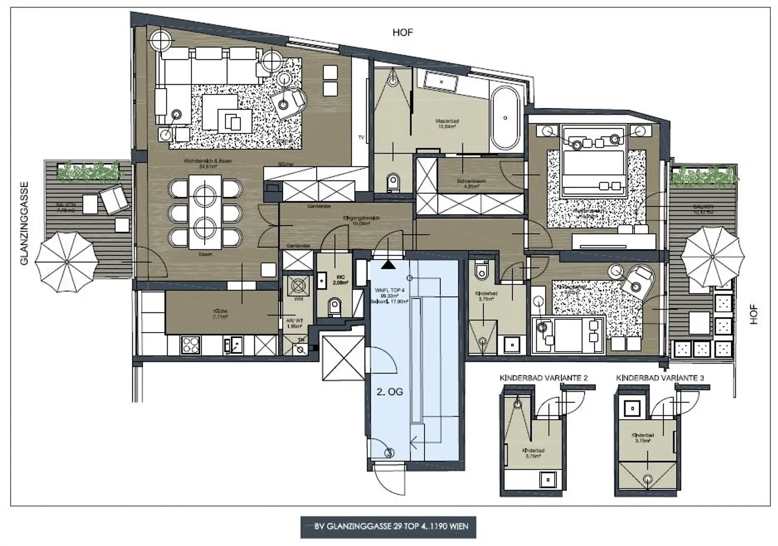 Moderne 3-Zimmer-Wohnung mit 2 Balkonen und hochwertiger Ausstattung in Glanzing
