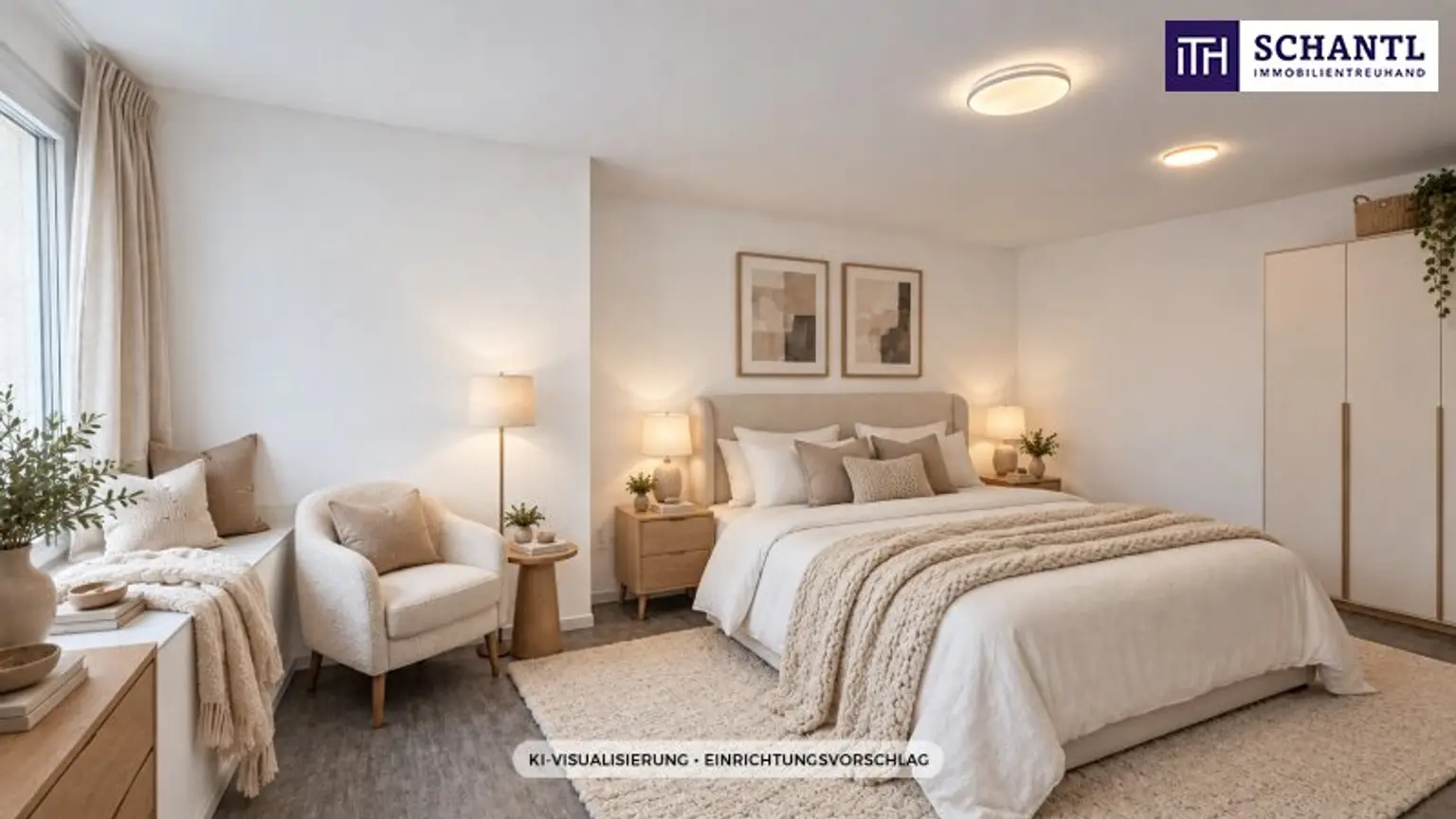 Schlafzimmer, KI-Visualisierung, Einrichtungsvorschlag
