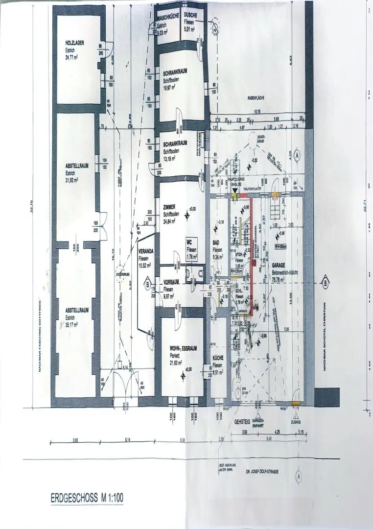 Originalplan EG mit Garage