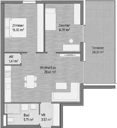 Top 3 mit 69m2 Wohnfläche + 20m² Terrasse