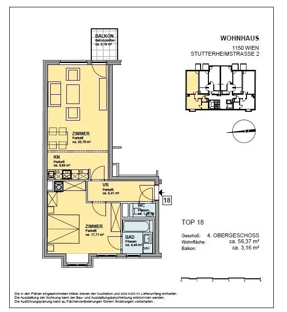 Moderne 2-Zimmer-Wohnung mit Balkon im 15. Bezirk!