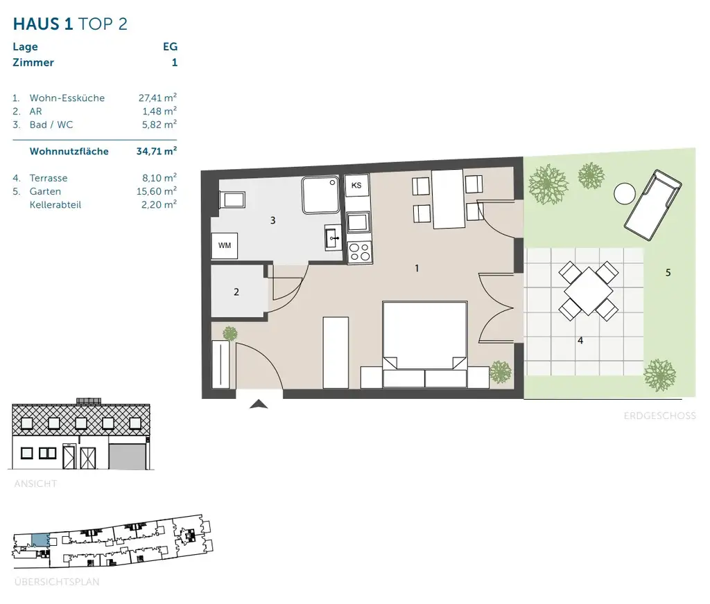 Helle 1-Zimmer-Wohnung mit großzügiger Terrasse – perfekt für Investment & Selbstnutzung