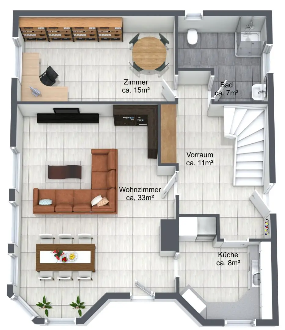 3D Plan Erdgeschoss