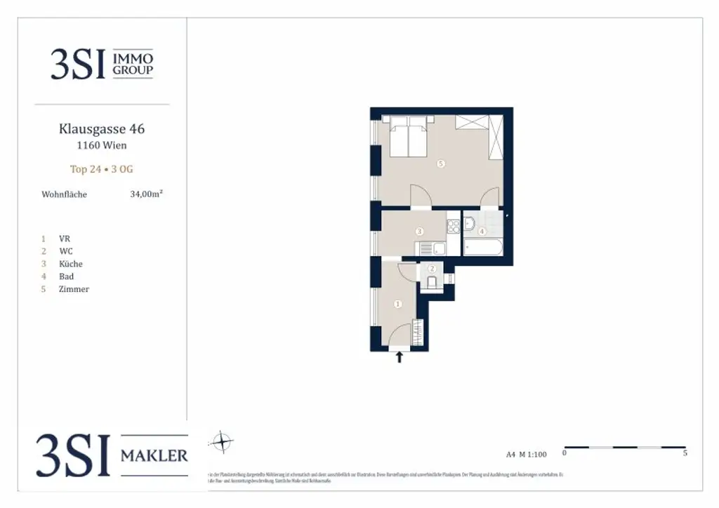 Klausgasse 46: Smarter Grundriss und gute Wohnqualität - 1-Zimmer-Altbauwohnung in ruhiger Seitengasse des 16. Bezirks