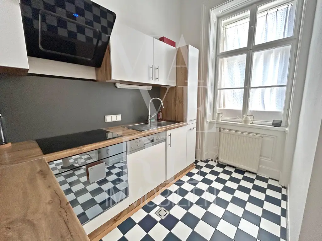 komplett möblierte Altbauwohnung mit Blick aufs Belvedere