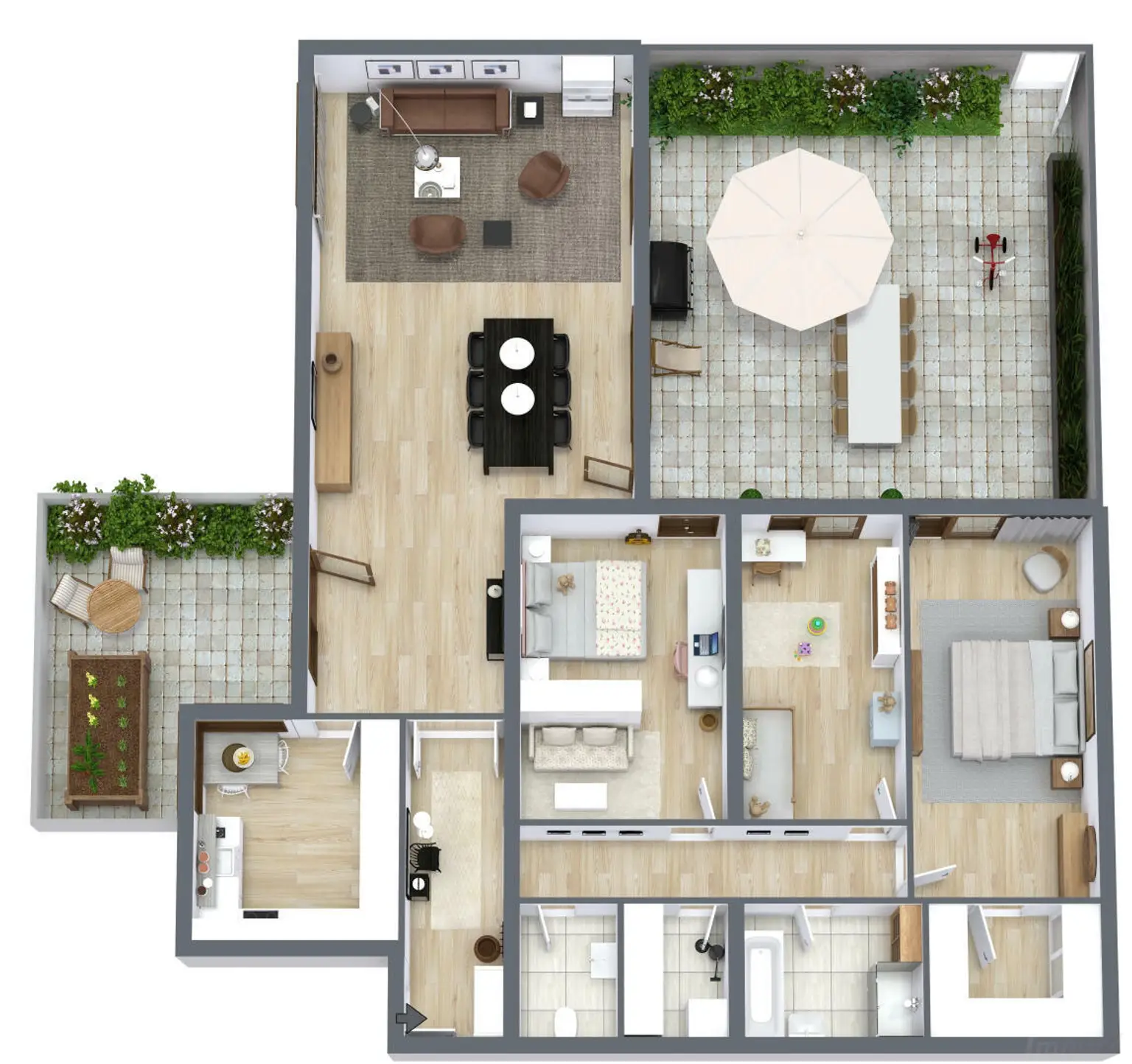 TF Terrassenhaussiedlung - 3D - 1. Etage - Image