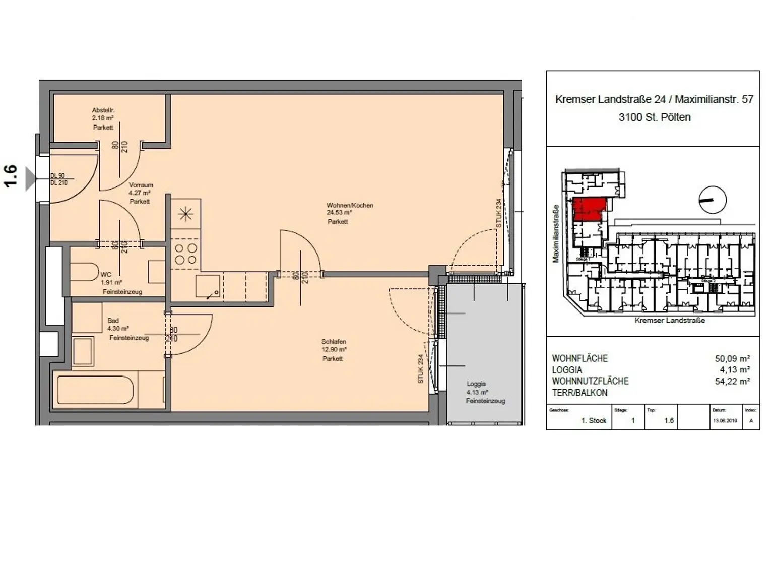 Hochwertige Balkonwohnung mit 2 Zimmern im Zentrum von St. Pölten