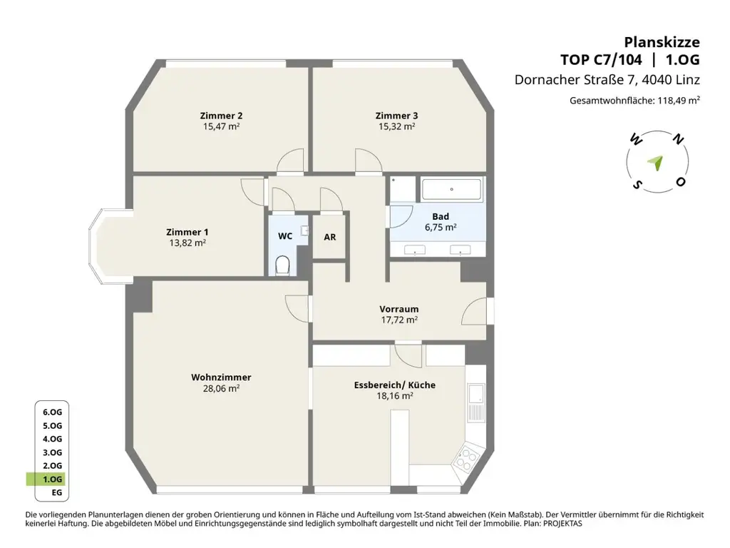 Sanierungsbedürftige 4,5 Zimmerwohnung mit 118 m² in Dornach - TG inklusive!