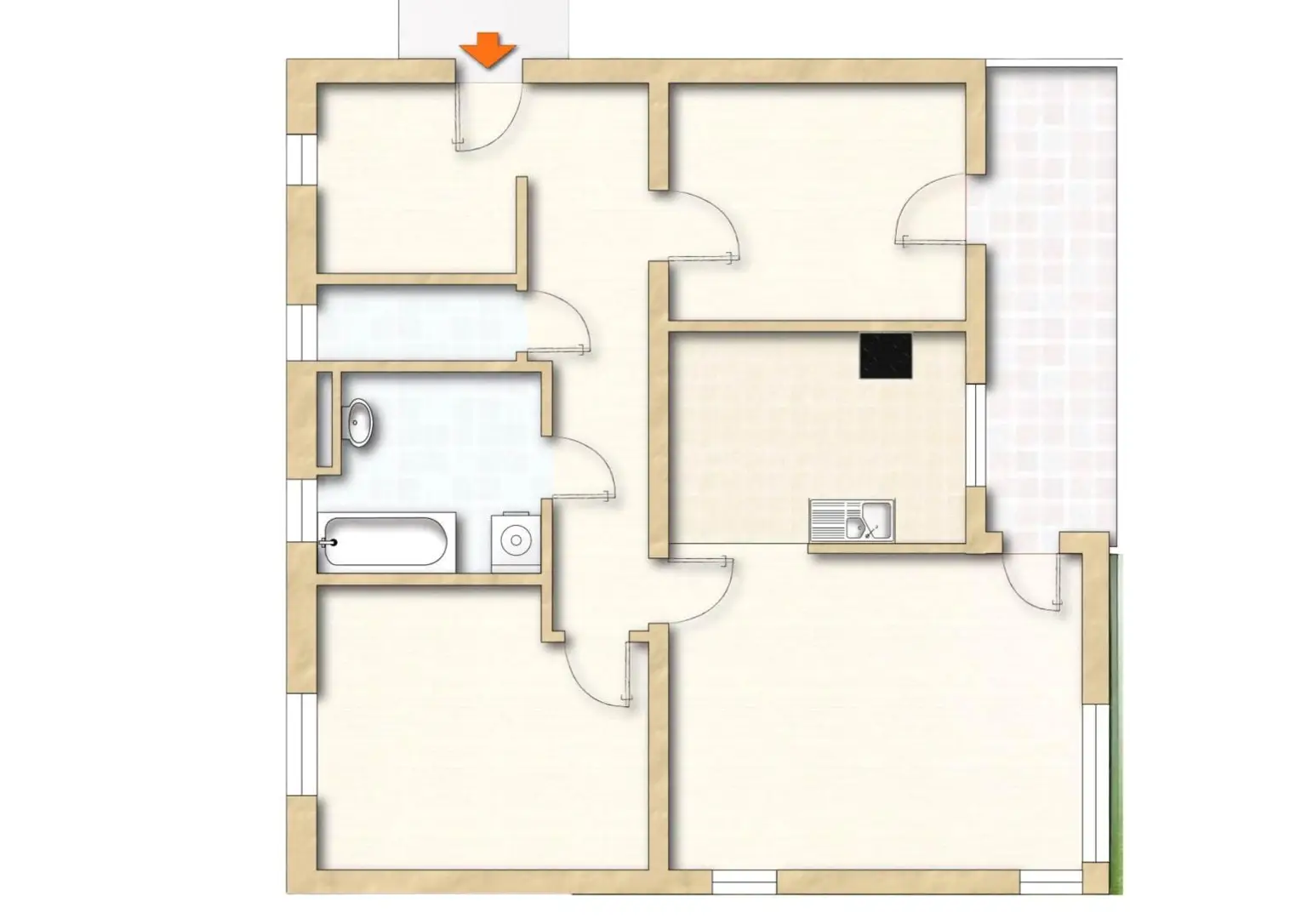 3-Zimmer-Wohnung im 2ten Stock mit sonniger Loggia & Tiefgarage in Toplage von Kaindorf an der Sulm