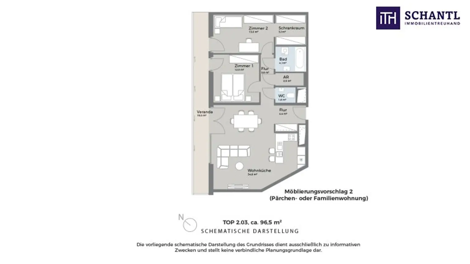 Grundriss Top 2.03, schematische Darstellung