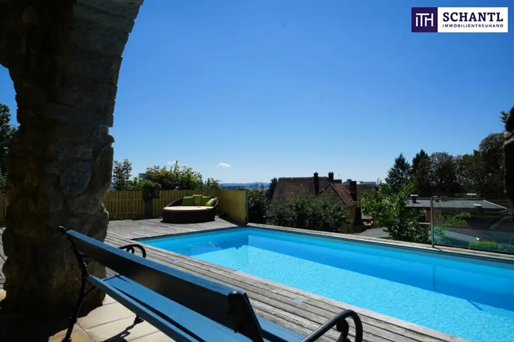 RIESIGER POOLBEREICH MIT AUSBLICK ÜBER GRAZ!! Exklusives Einfamilienhaus in Eggenberg mit Pool, XXL-Terrasse & Traumgarten – Ihre private Oase in Graz!