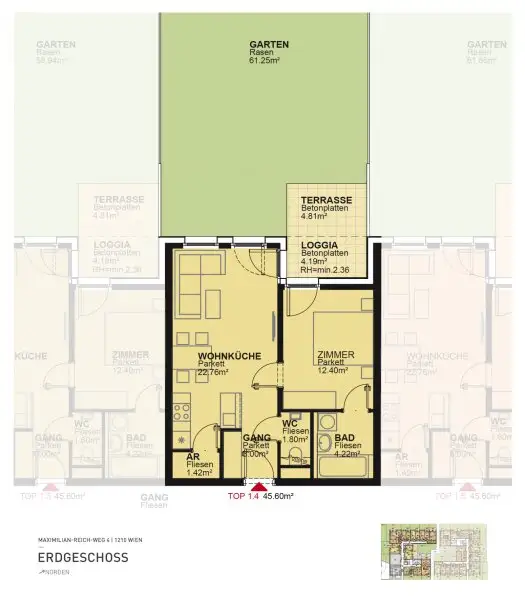 2-Zimmer-Neubauwohnung inkl Garten, Terrasse und Loggia, hochwertiger Markenküche und Kellerabteil /MAX4 T1-04