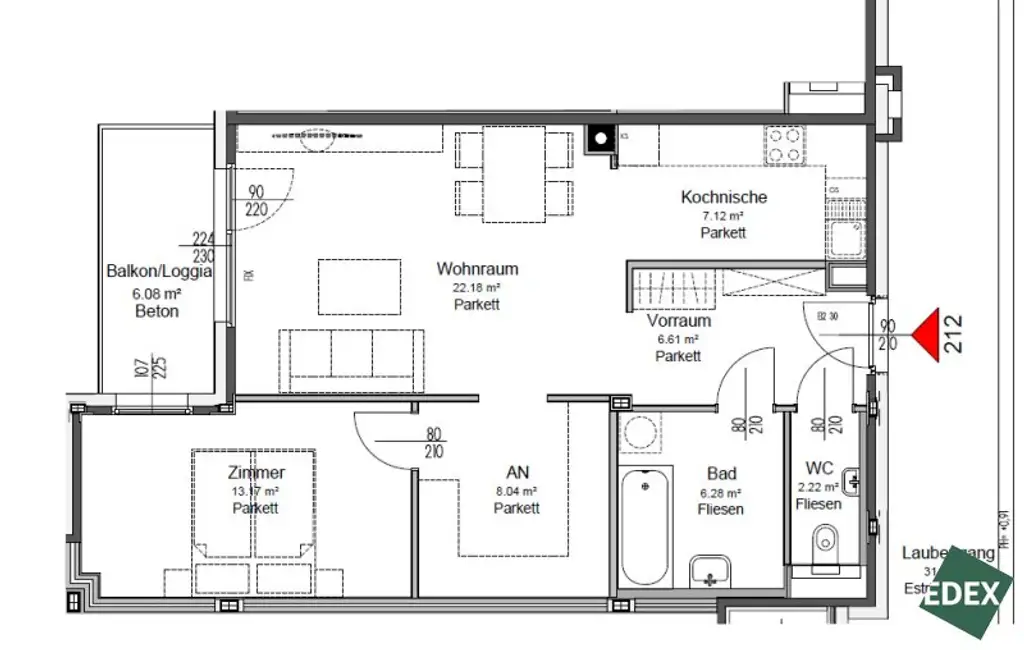 Attraktive 2-Zimmer-Wohnung mit Balkon nahe Vetmeduni