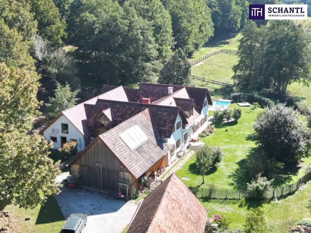 SENSATIONELLES JUWEL! Exklusiver Vierkanthof im Thermenland Steiermark – Wohnen, Reiten & Leben mit Pool und Natur!