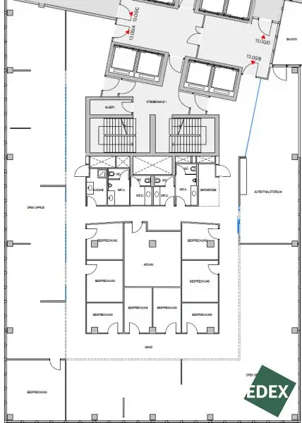 Modernes Büro mit Balkon im Saturn Tower
