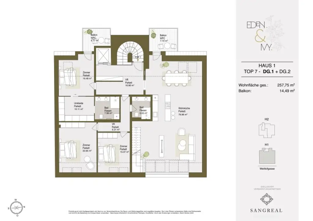 EDEN & IVY - LUXURIÖSES PENTHOUSE MIT BIS ZU 3,80 METER RAUMHÖHE