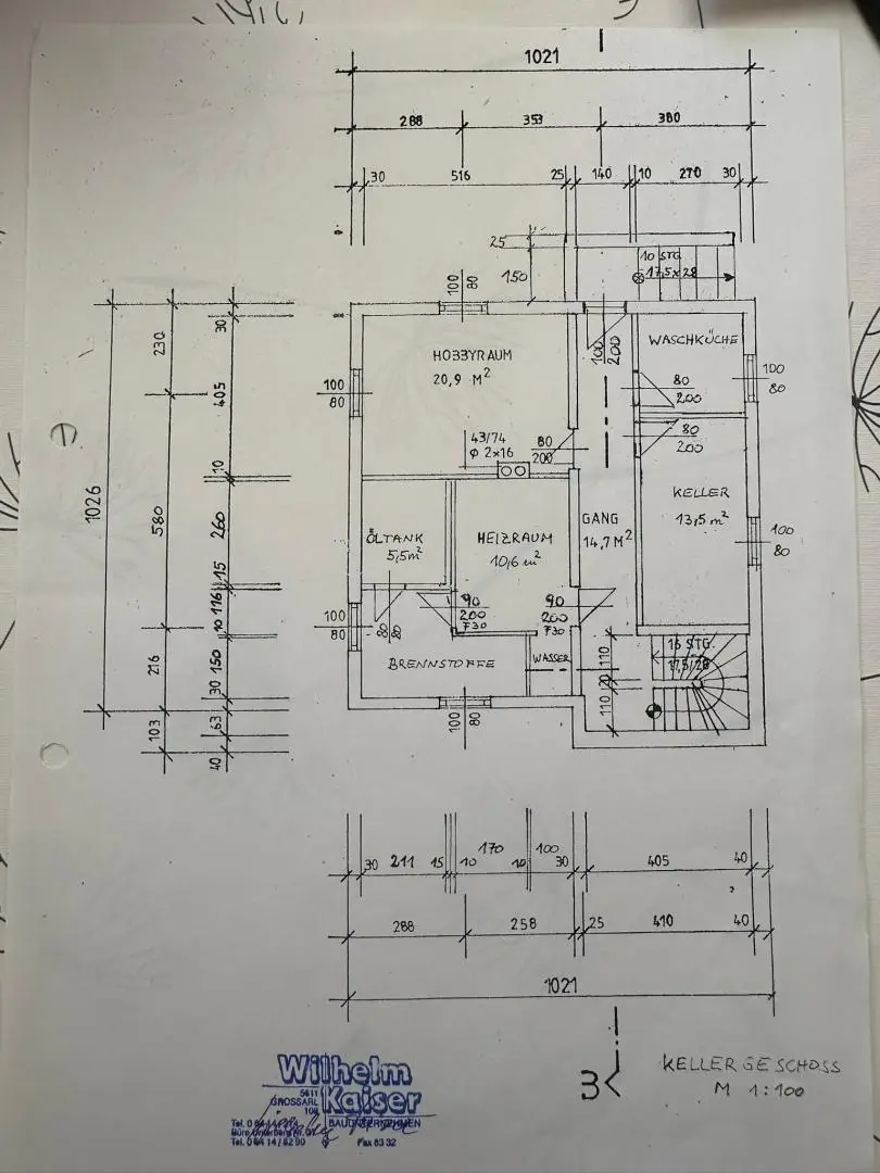 Grundriss Kellergeschoss Wohnhaus