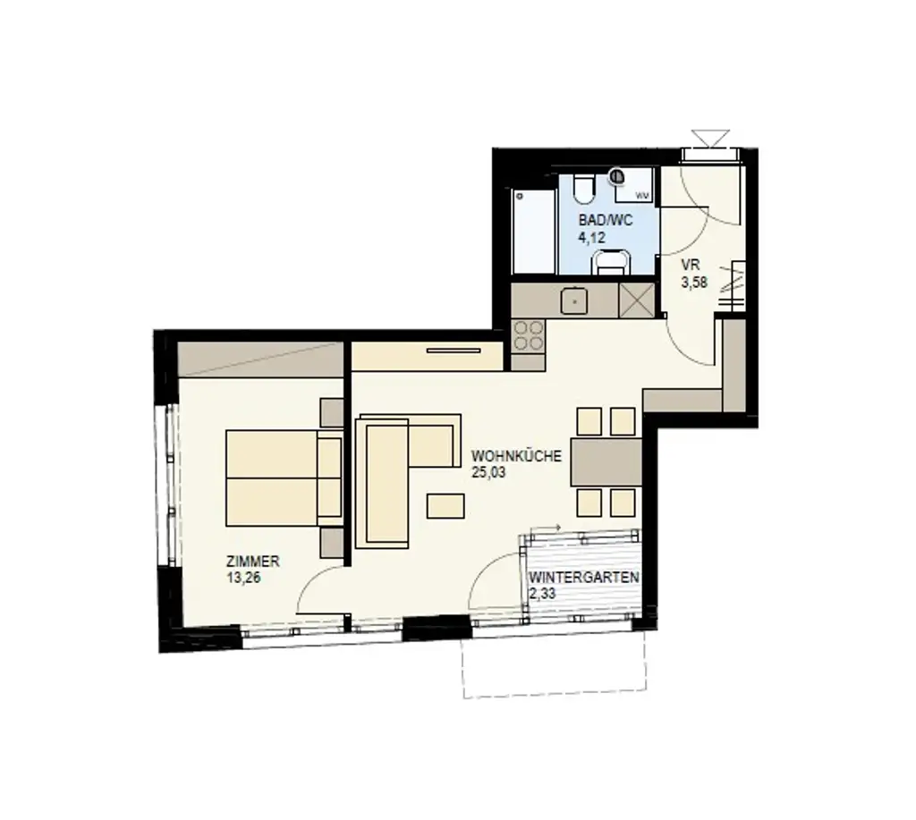 2-ZIMMER WOHNTRAUM MIT WINTERGARTEN
