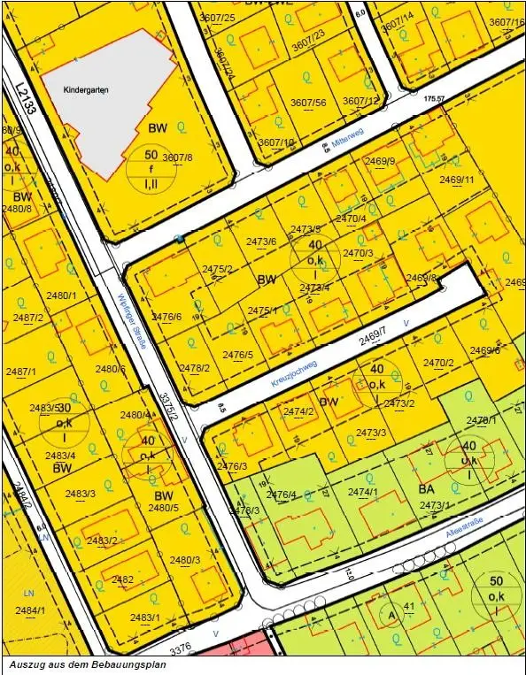Bebauungsplan Auszug