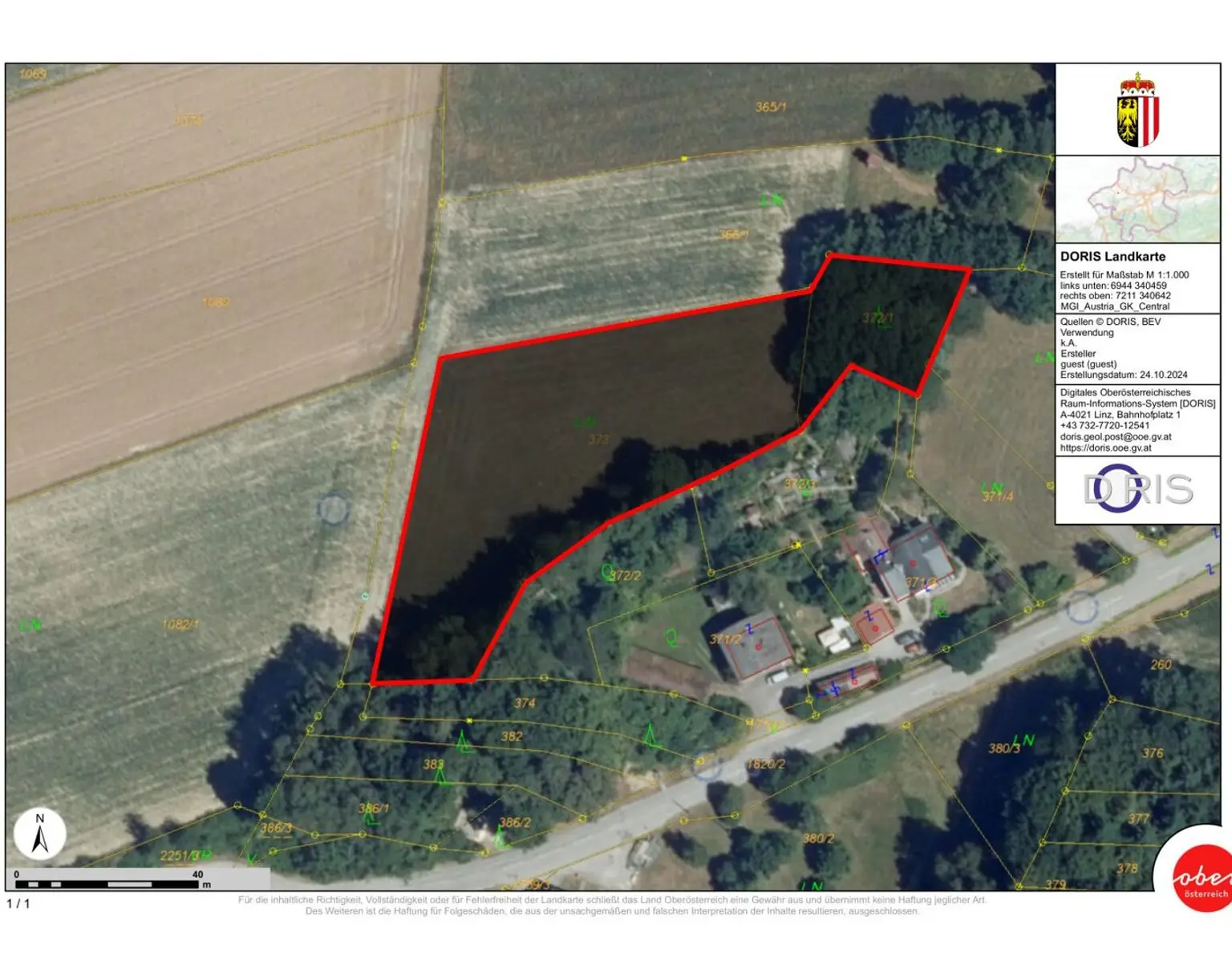 Landwirtschaftlicher Nutzgrund, Wiese und Wald