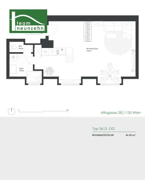 Moderne 1-Zimmer-Wohnung mit Top Anbindung – Alliogasse 28