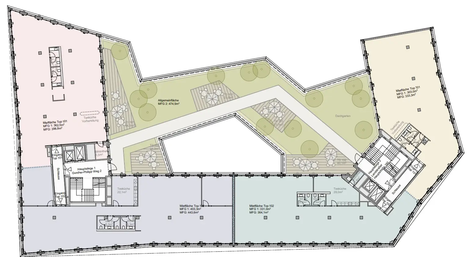 1030 Wien, ANCHOR Plan 1.OG Viertelteilung