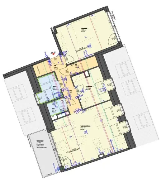 3 Zimmer Erstbezugswohnung mit Blick ins Grüne nahe Stammersdorf