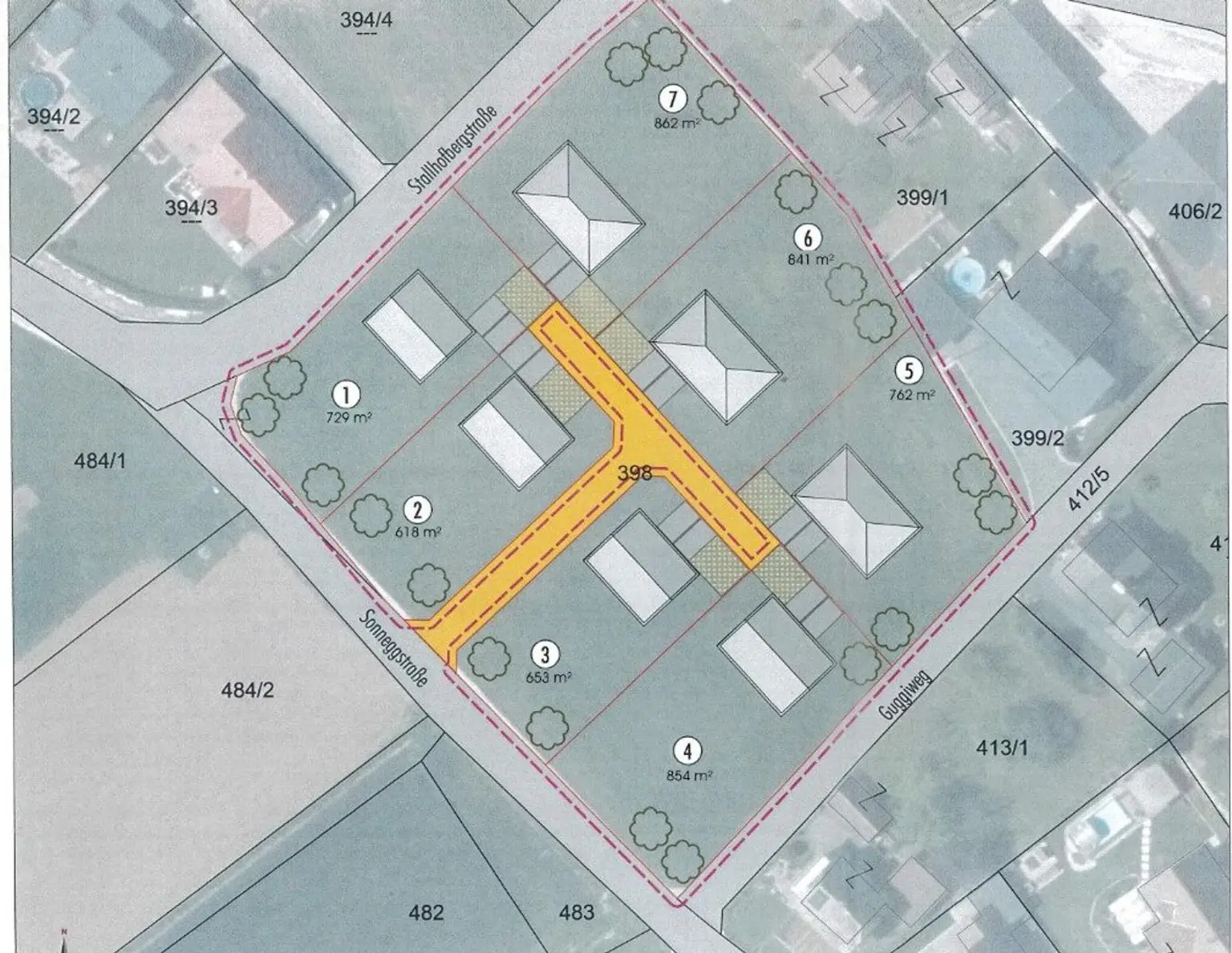 Voll aufgeschlossenes Baugrundstück in sonniger Lage in Stallhofen - 854 m²