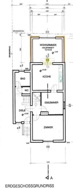 Grundrissplan EG mit Zubau WZ