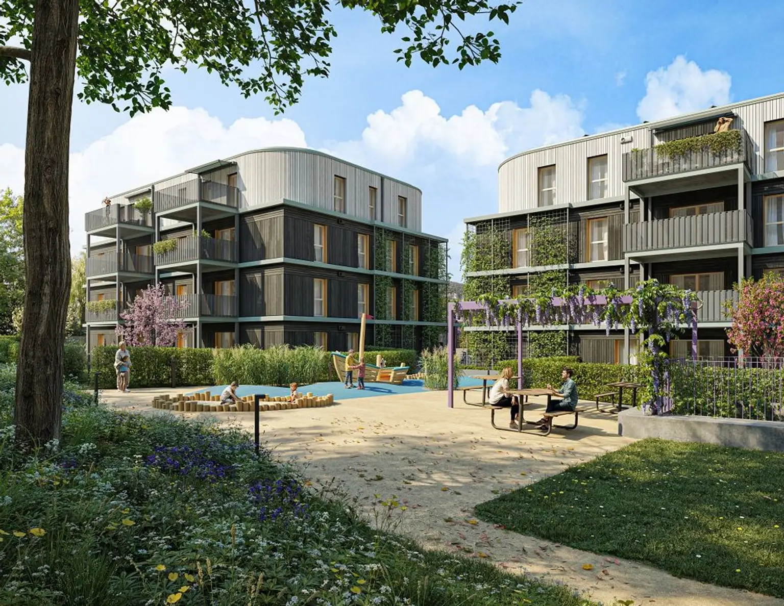GRÜNE STADTVILLEN - Gartenwohnung mit 2 Zimmern | Holzbauweise & Nachhaltig | Provisionsfrei!