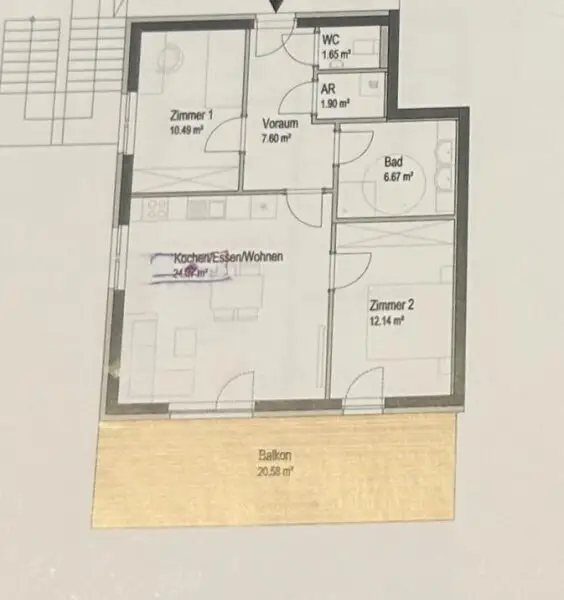 Neuwertige 3-Zimmer-Wohnung mit ruhigem Südbalkon!