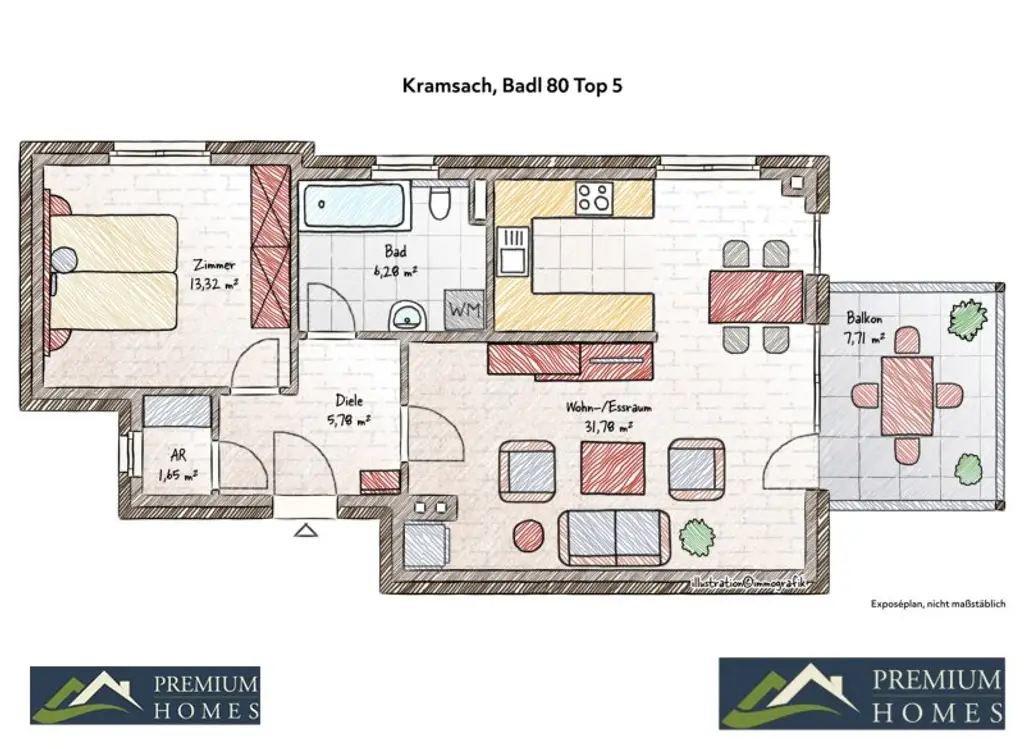 KRAMSACH - Grundriss - Moderne 2-Zimmer-Eigentumswohnung