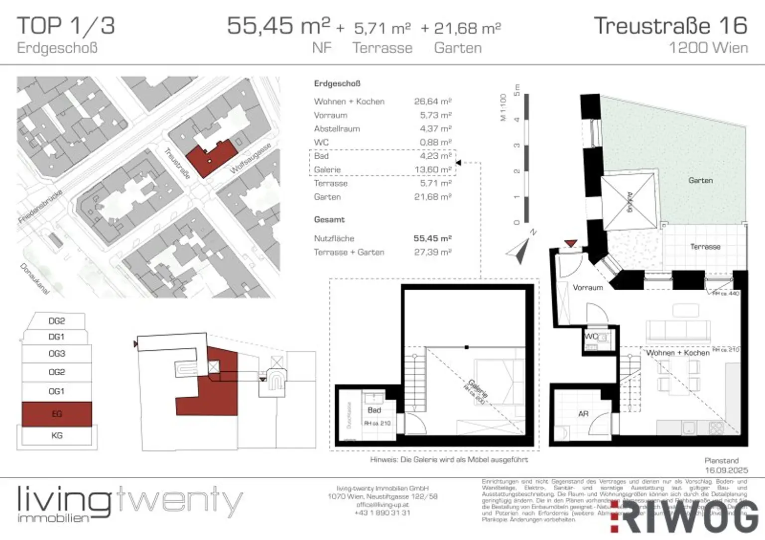 Zwischen Augarten und Donaukanal | Altbau-Gartenwohnung mit herausragender Raumhöhe und Galeriebereich