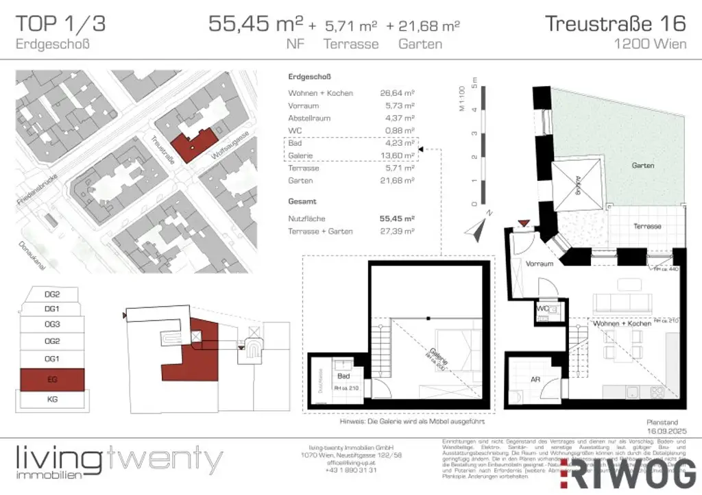 Zwischen Augarten und Donaukanal | Altbau-Gartenwohnung mit herausragender Raumhöhe und Galeriebereich