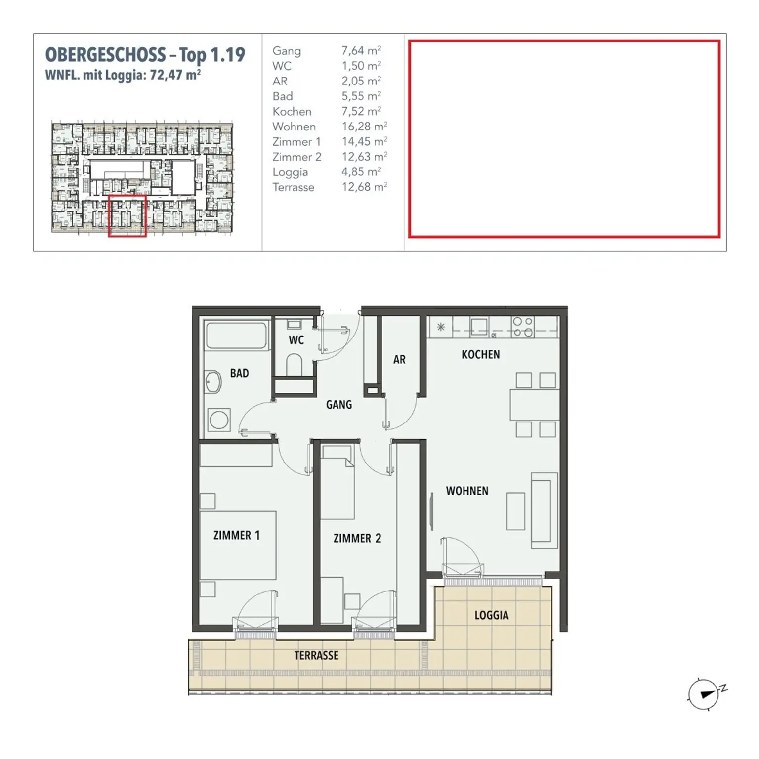 EDI N° 7 - Erstbezug Provisionsfreie 3 Zimmerwohnung mit Loggia und grosser Terrasse