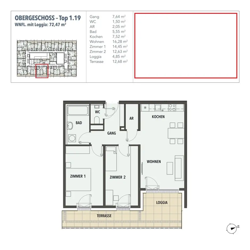 EDI N° 7 - Erstbezug Provisionsfreie 3 Zimmerwohnung mit Loggia und grosser Terrasse