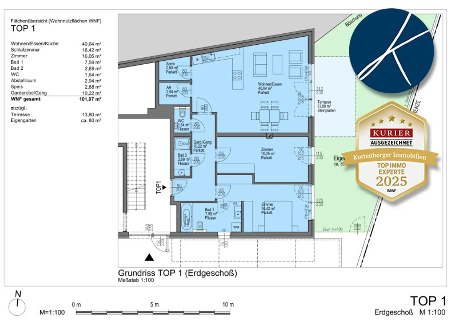 Anlegerwohnung in erhöhter, ruhiger Wohnlage von Krems-Egelsee mit Eigengarten und Terrasse