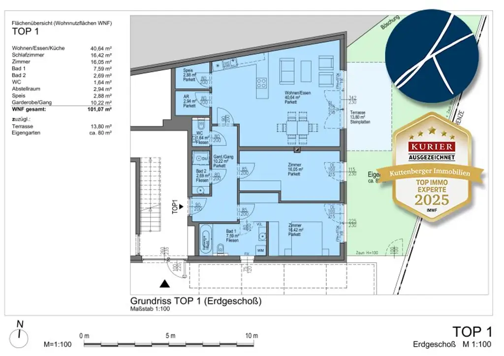 Anlegerwohnung in erhöhter, ruhiger Wohnlage von Krems-Egelsee mit Eigengarten und Terrasse