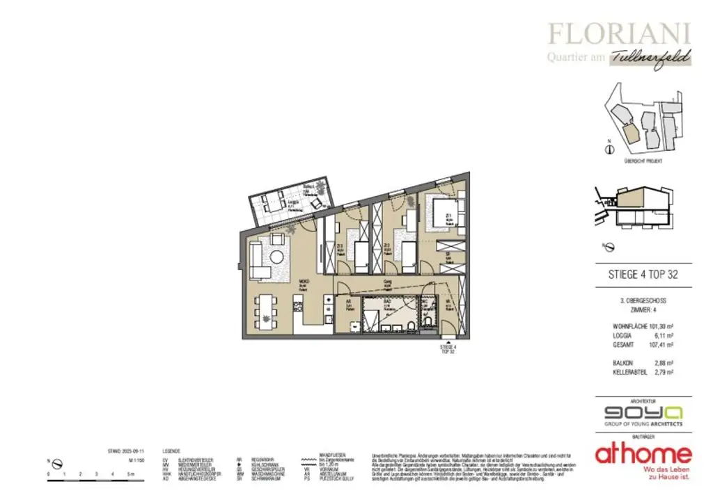FLORIANI – Quartier am Tullnerfeld - 4 Zimmer Dachgeschosstraum mit Klimaanlage - Viele Extras für ihr Wohlbefinden - Bahnhof in der Nähe