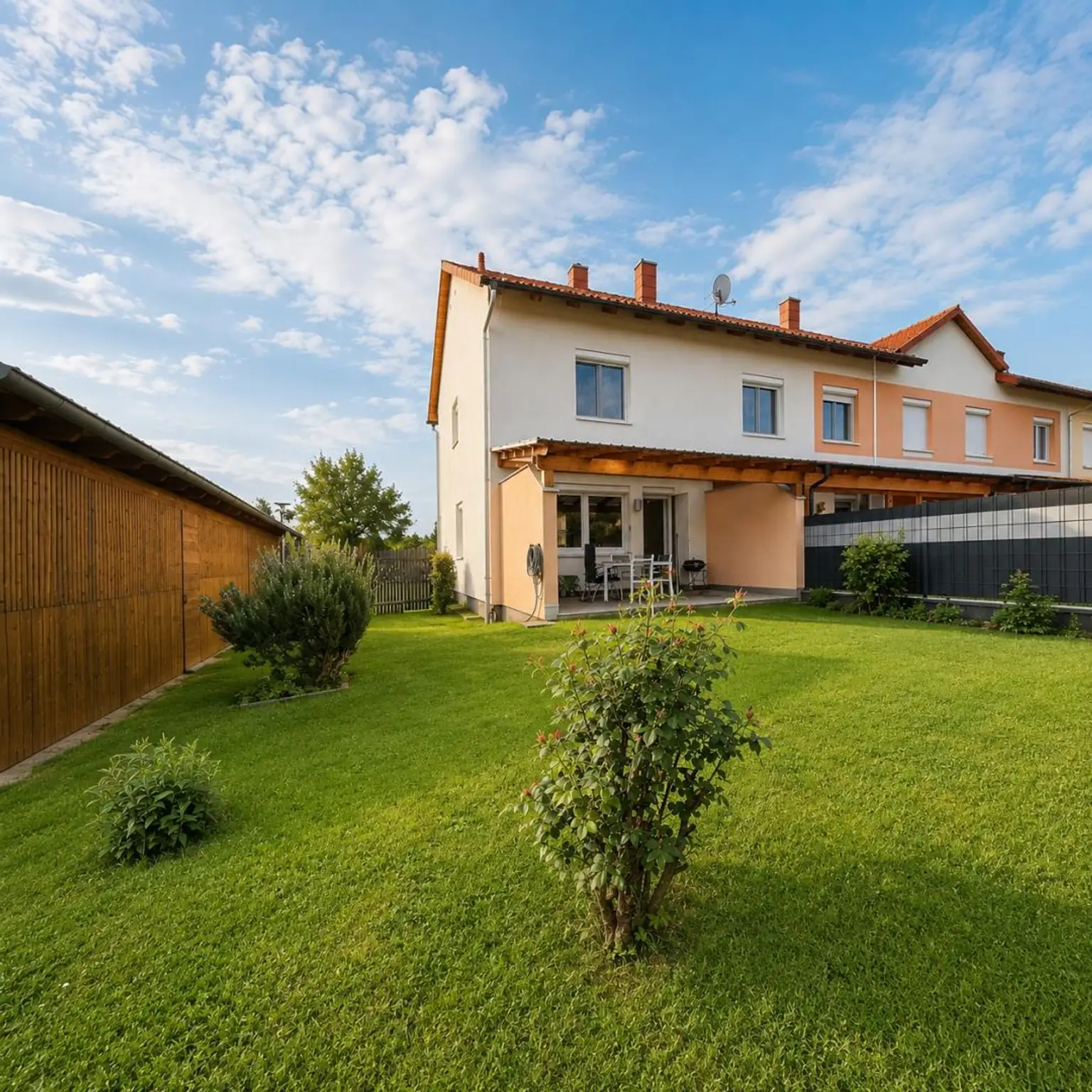 Hausrückseite mit Garten