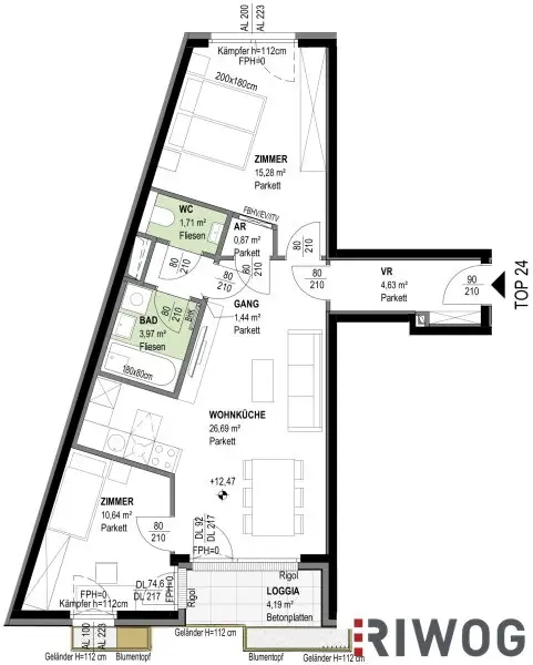 ERSTBEZUG | 4. OG | 3-Zimmer Neubau mit Loggia | Fernwärme | Fassadenbegrünung | TG-Stellplatz optional | Nachhaltiges Wohnbauprojekt