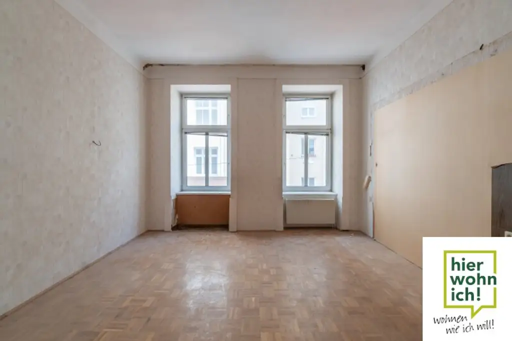 Sanierungsbedürftig helle 2 Zi Altbauwohnung im Karmeliterviertel