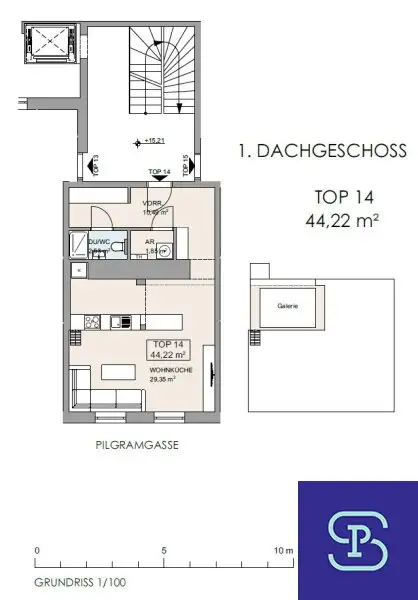 Außergewöhnliche 44m² DG-Wohnung mit Einbauküche Nähe Pilgramgasse - 1050 Wien