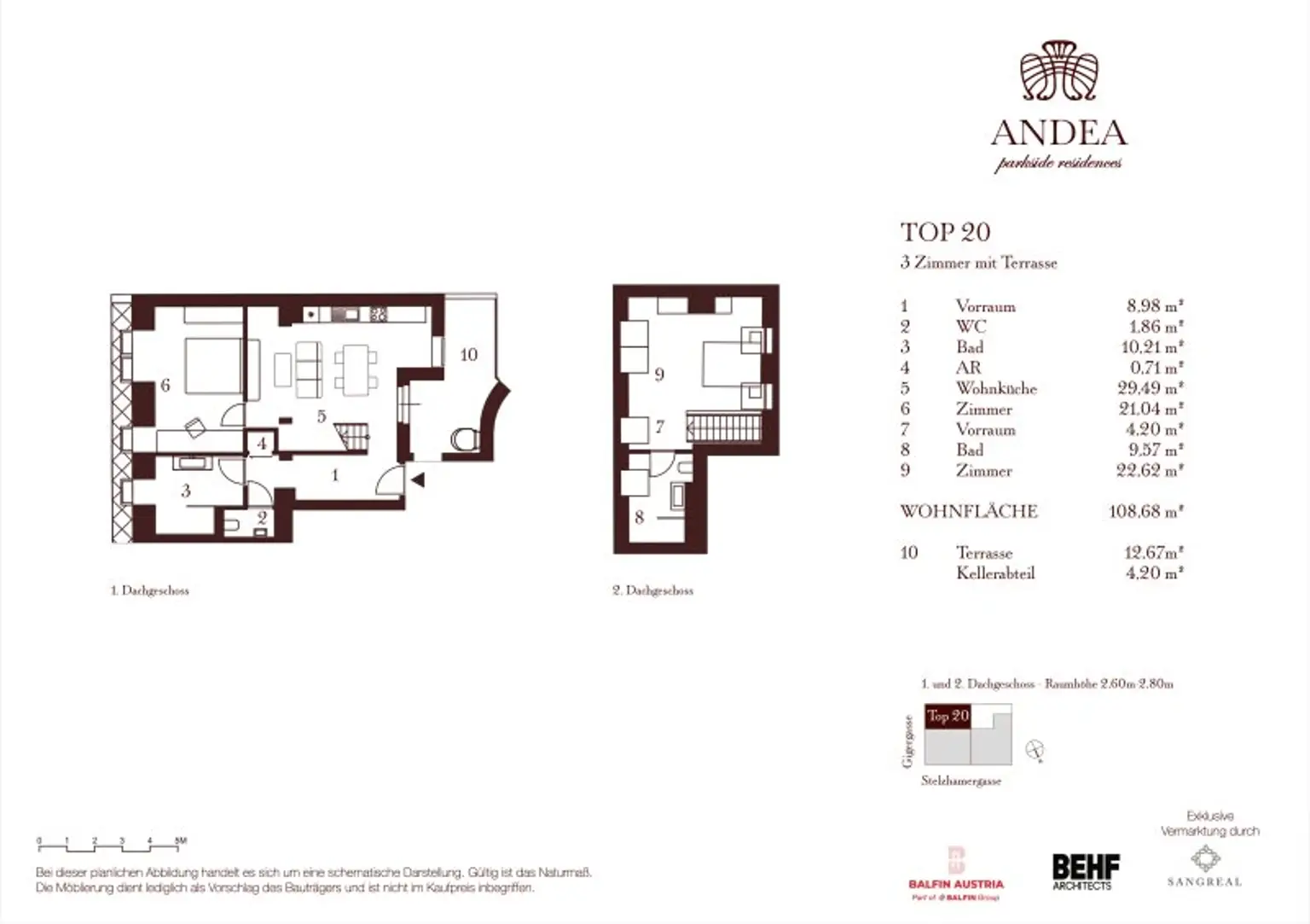 Beeindruckende 3-Zimmer-Maisonette mit Terrasse - ANDEA Parkside Residences