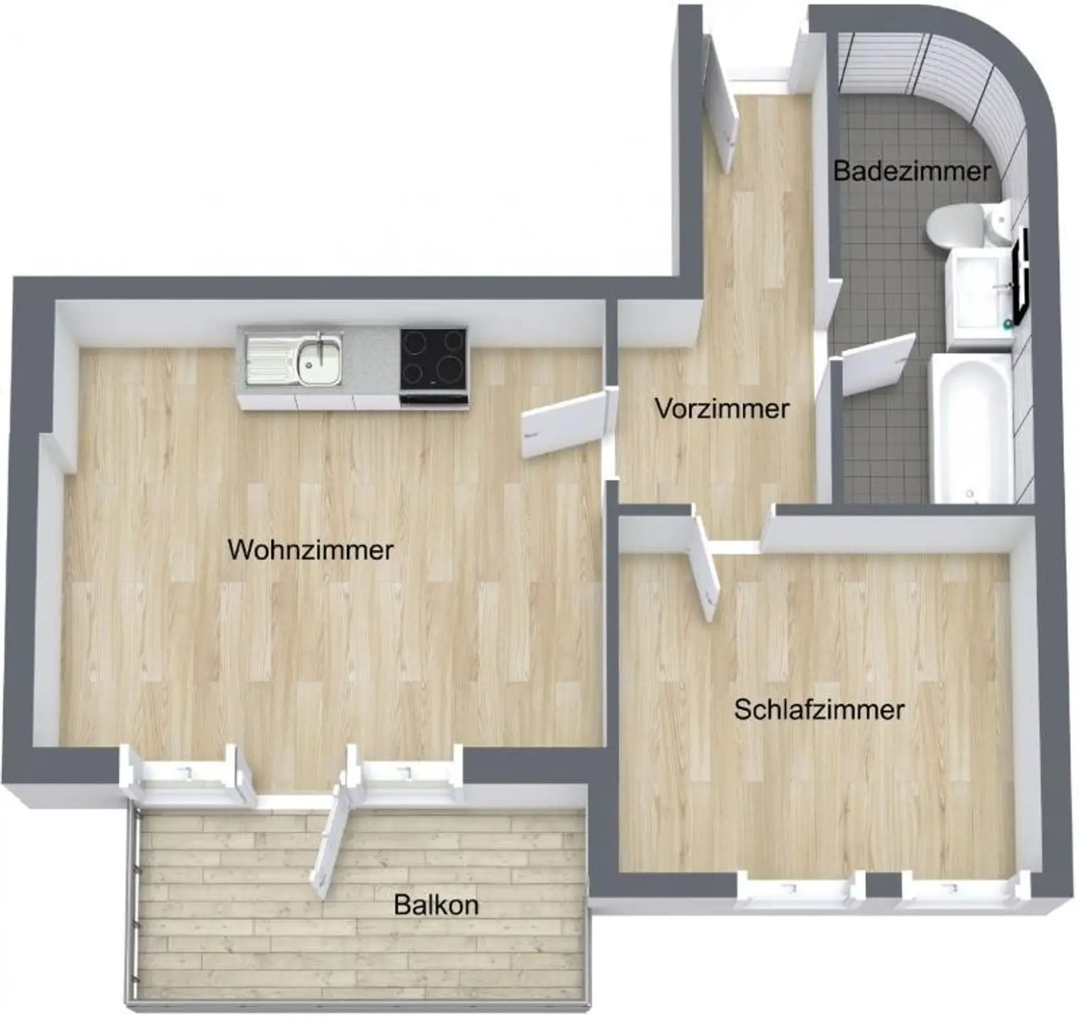 LINZ/URFAHR (AUBERG) : TOP-Mietwohnung ca. 42 m2 (2 Zimmer) +  BALKON mit Pöstlingbergblick +  KÜCHE
