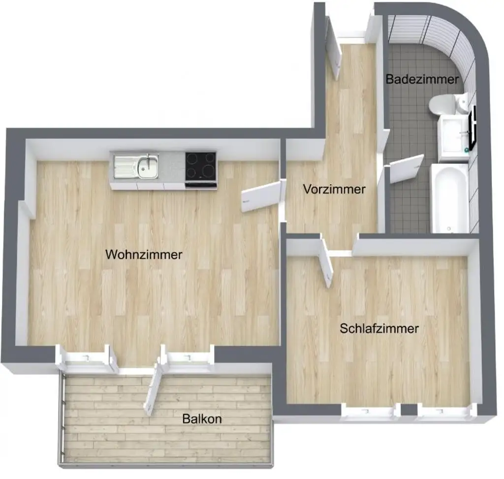 LINZ/URFAHR (AUBERG) : TOP-Mietwohnung ca. 42 m2 (2 Zimmer) +  BALKON mit Pöstlingbergblick +  KÜCHE