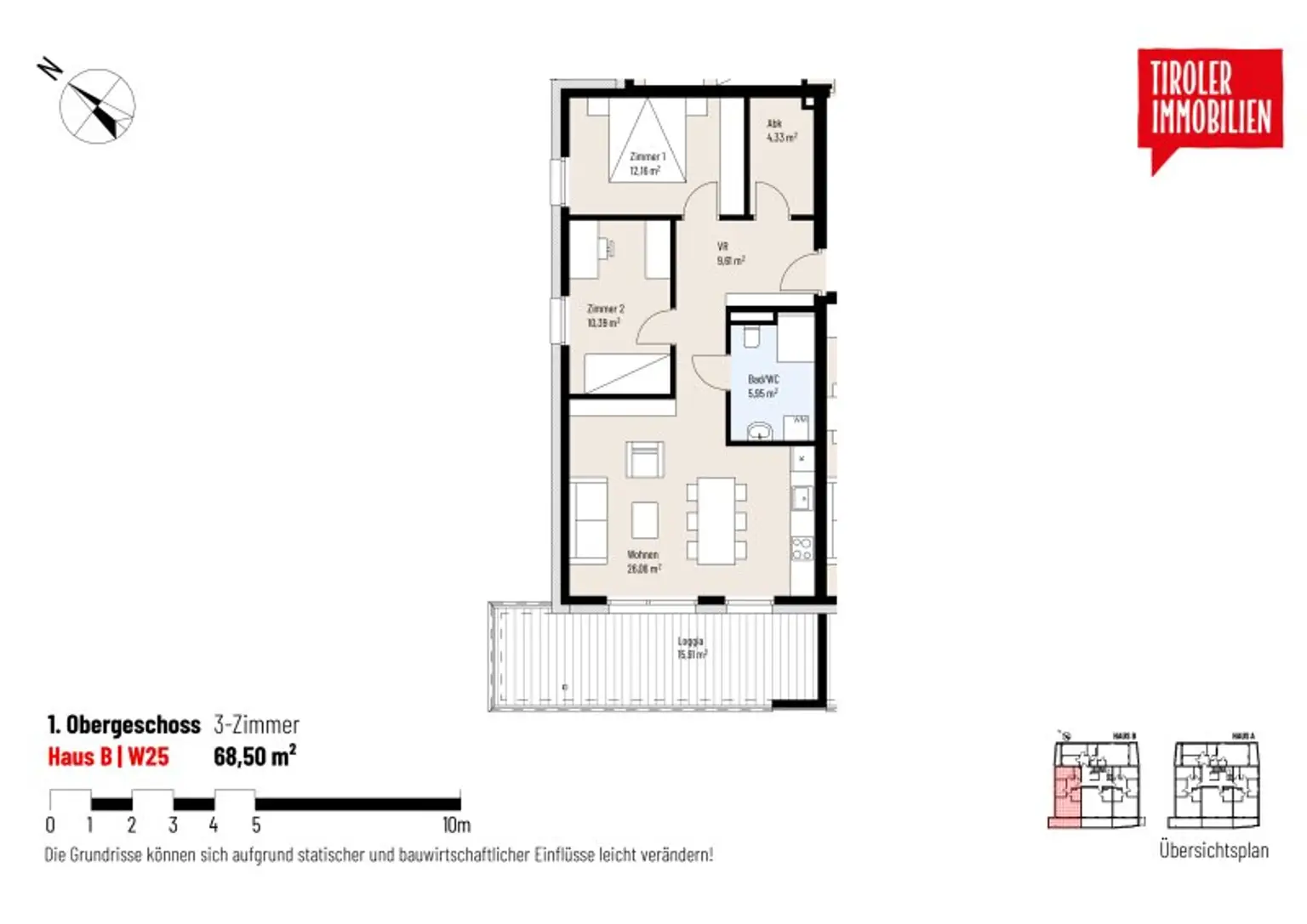 3-Zimmer-Wohnung im 1. OG, W25 provisionsfrei - Wörgl