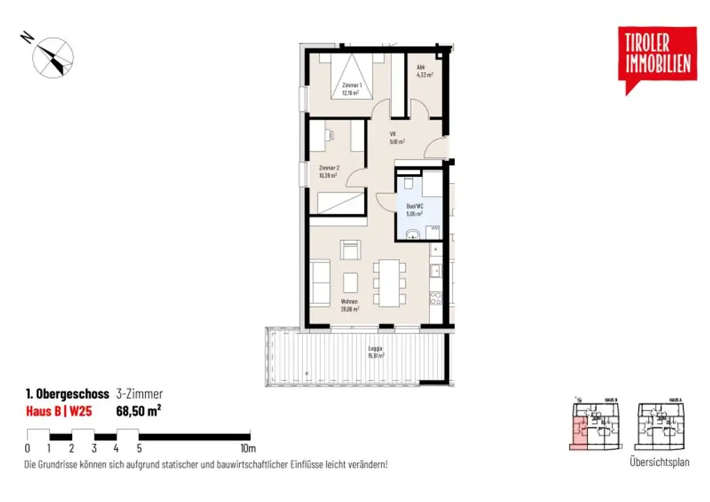 3-Zimmer-Wohnung im 1. OG, W25 provisionsfrei - Wörgl