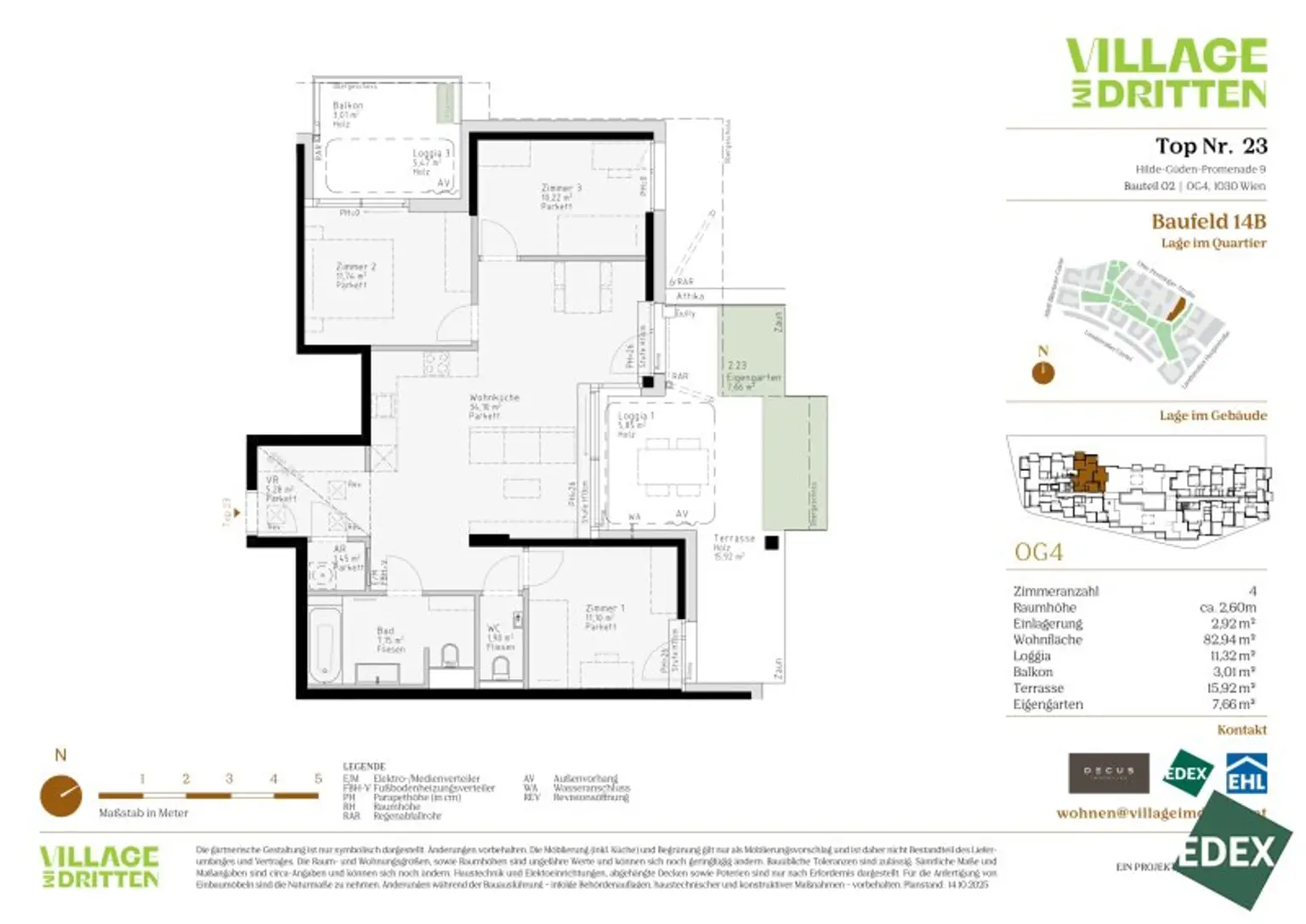 VILLAGE IM DRITTEN | PROVISIONSFREIE 4-ZIMMER WOHNUNG MIT BALKON UND TERRASSE